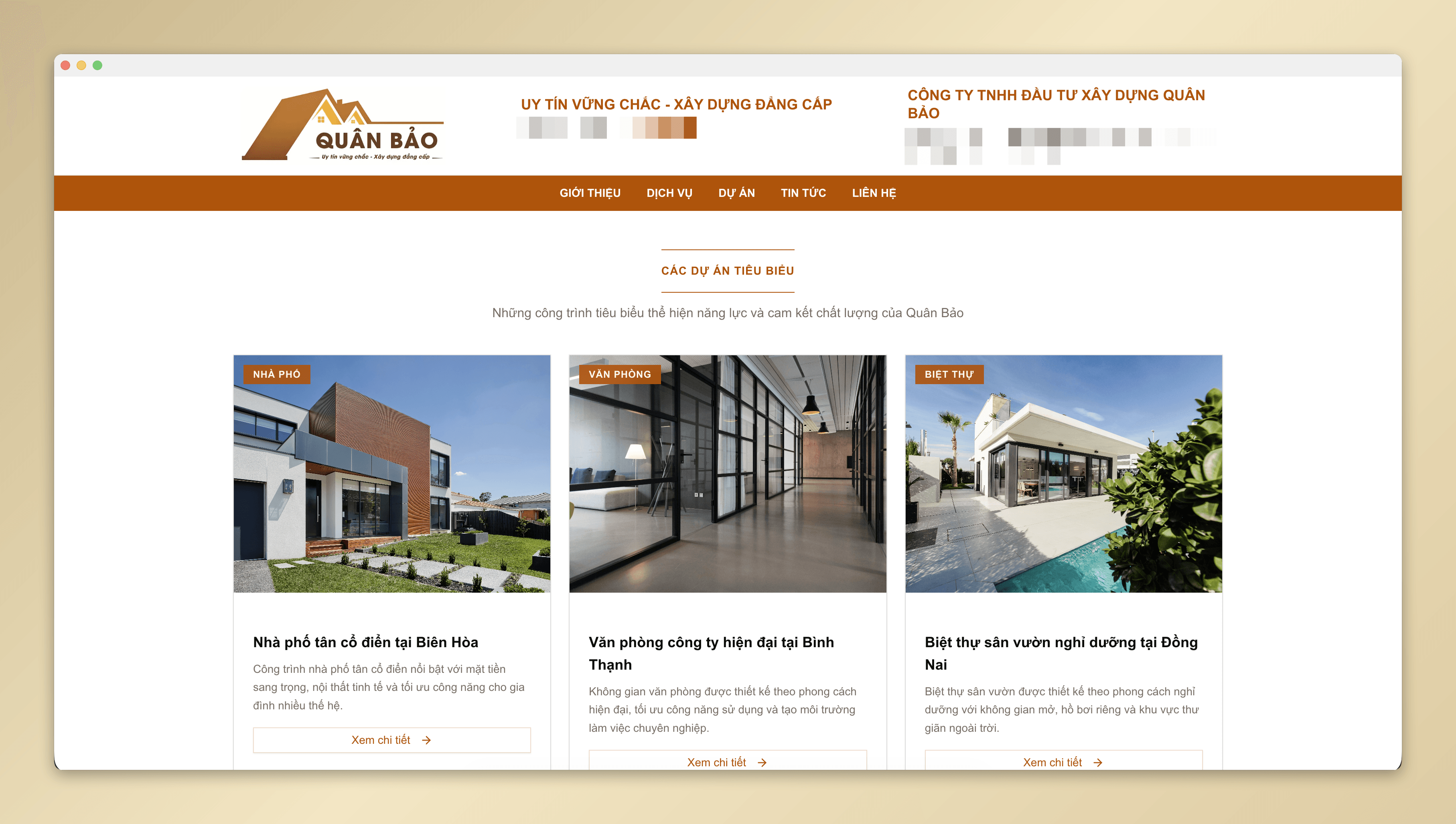 Project showcase page with editorial-style layout and project details.
